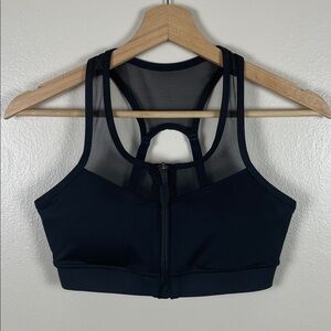 Like New Handful Small Front-Zip Black Sports Bra with Racerback
